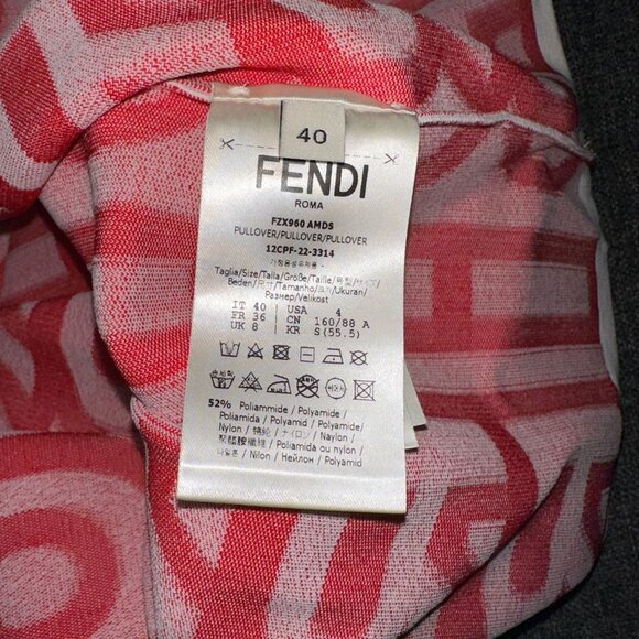 Fendi Marc Jacobs Knit Pullover White Red Chalk Coral Womens  Size 4 Oversized - Picture 4 of 5